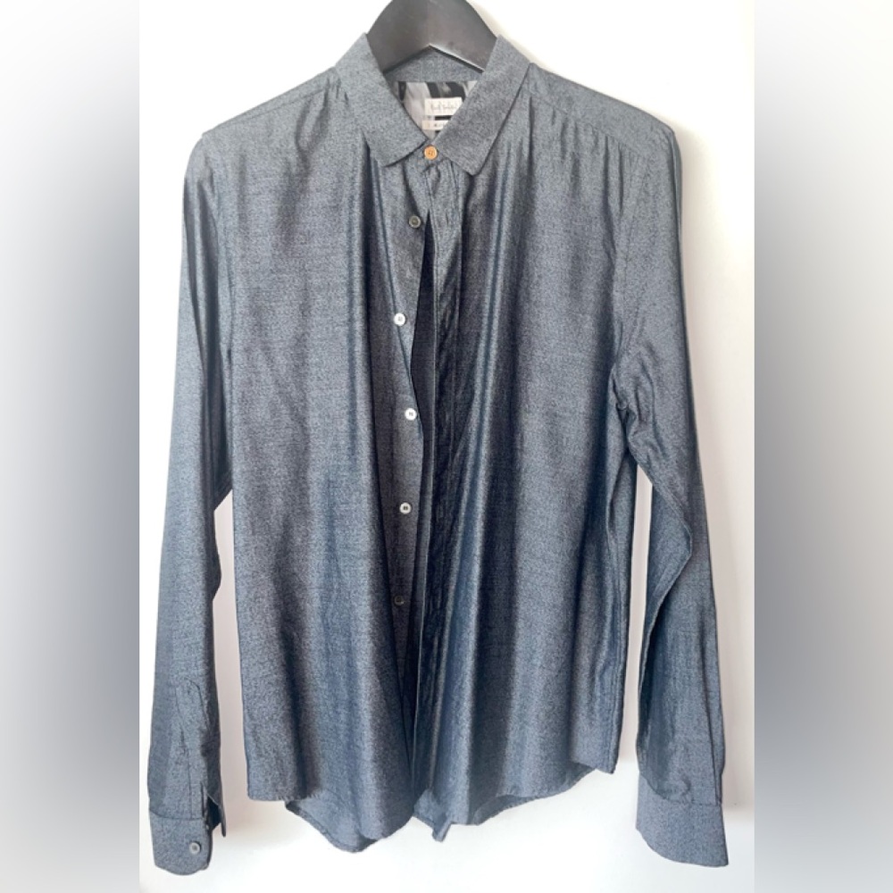 PAUL SMITH LONG SLEEVE GREY MENS SHIRT SIZE LARGE MADE IN ITALY BUTTON DOWN